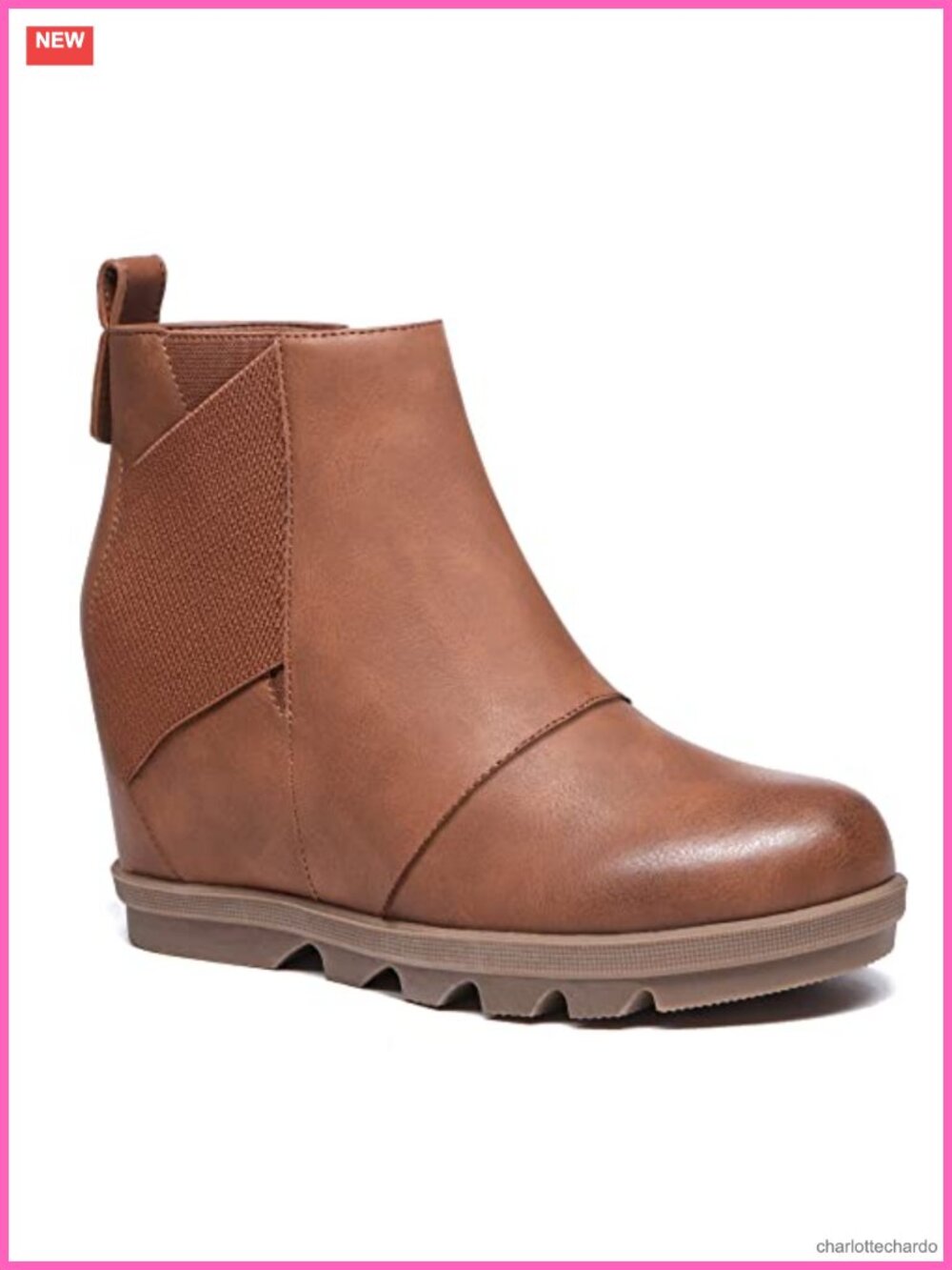 Women's Low Hidden Wedge Ankle Bootie Faux Leather